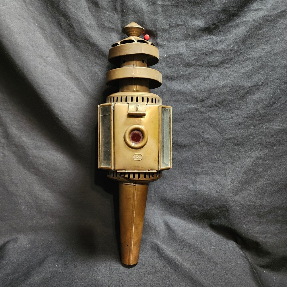 Antique Brass Carriage Light Lamp Nautical Bevel Glass Rare